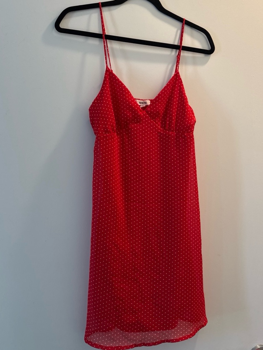 Red Polka Dot Mini Slip Dress with Spaghetti Straps